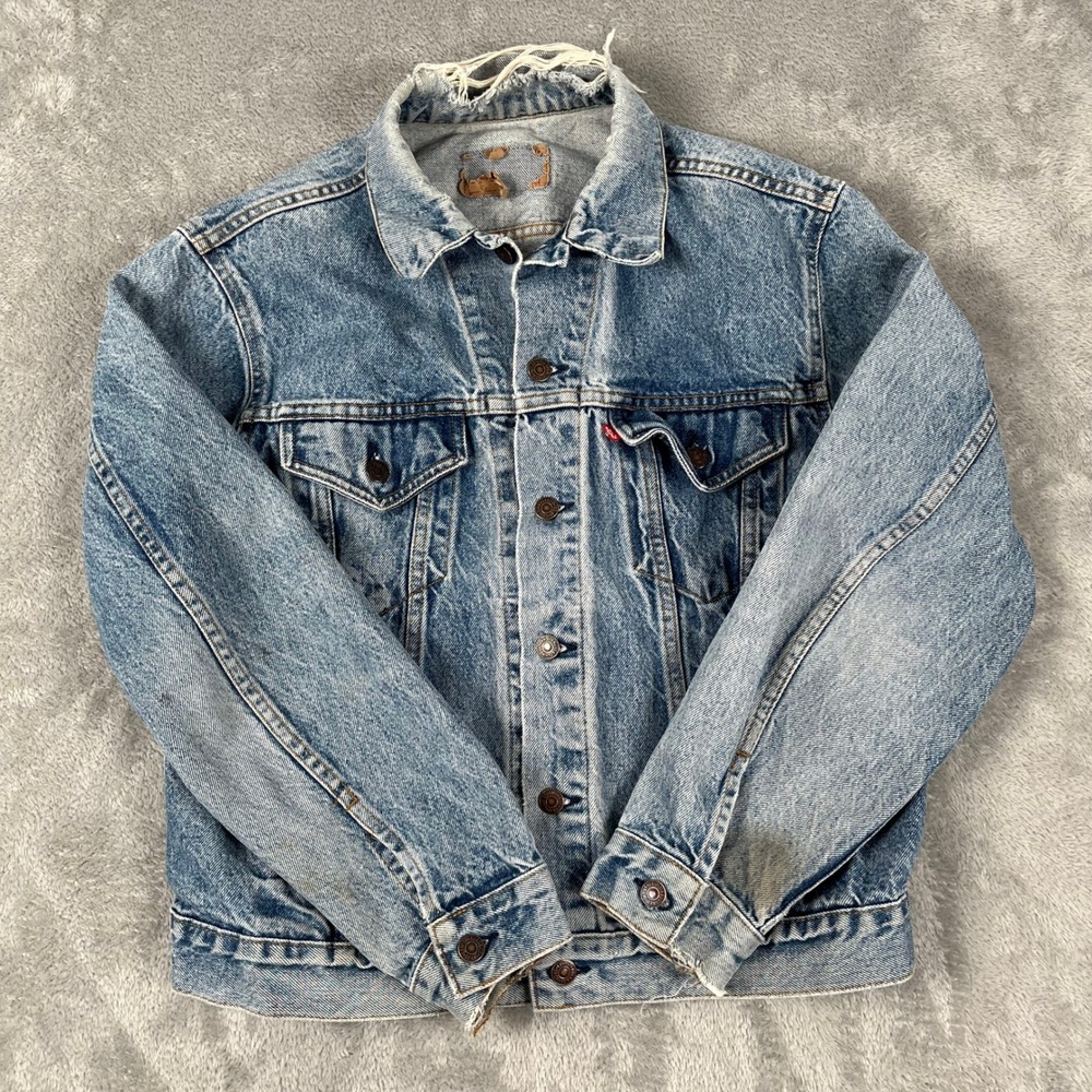 Vintage Levis 70506-0216 Denim Trucker Jacket 44R Made in the USA Distressed - Picture 12 of 13